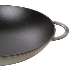 STAUB | SPECIALITIES - مقلاة ووك بغطاء زجاجي - قطر 370 مم - حديد زهر - رمادي غراغيت