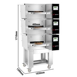 (3 pieces) Commercial Triple Conveyor Gas Pizza Oven – 90 pizzas/h - 400 mm belt - 3×9.45 kW