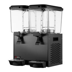 Commercial Cold Drinks Dispenser - 2x polycarbonate tanks with tap & paddle agitation - 2x 18 Litres - 600W - Black