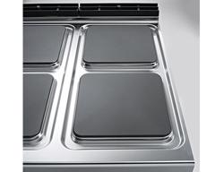 Elektrický sporák - LORENZO 900 - 4 plotýnky hranaté - samostatně stojící jednotka - 800x900x965 mm - 7,0 kW - otevřená spodní konstrukce