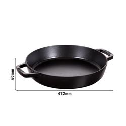 STAUB| Enameled Cast Iron Paella Pan with Side Handles – Ø 34 cm - Black, Smooth Interior, Oven/Table Ready