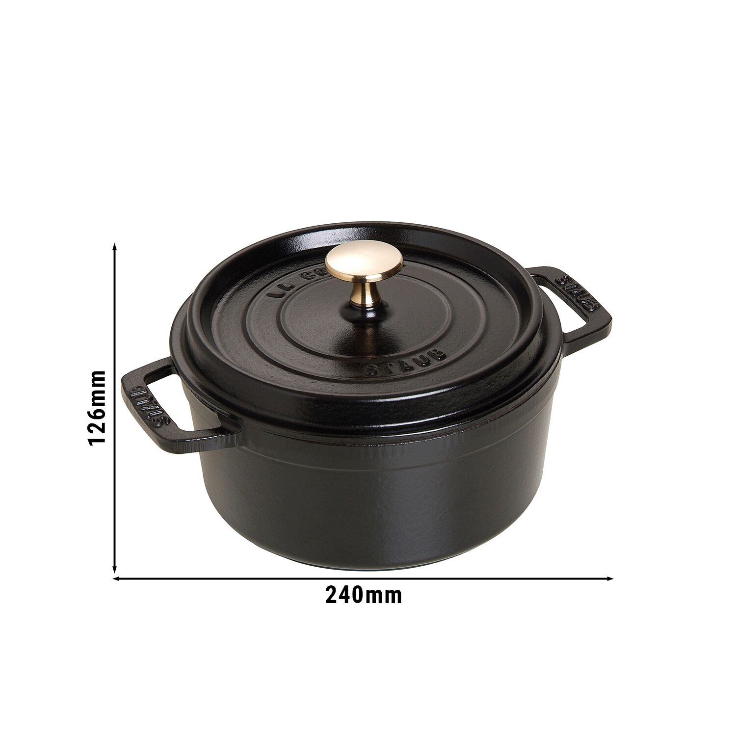 STAUB | Cocotte Round Enamelled Cast Iron Casserole Dish – Ø 180 mm – Black