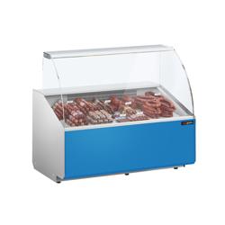 Koeltoonbank - 1256x979mm - 262 liter - front hellblauw - rechte ruit