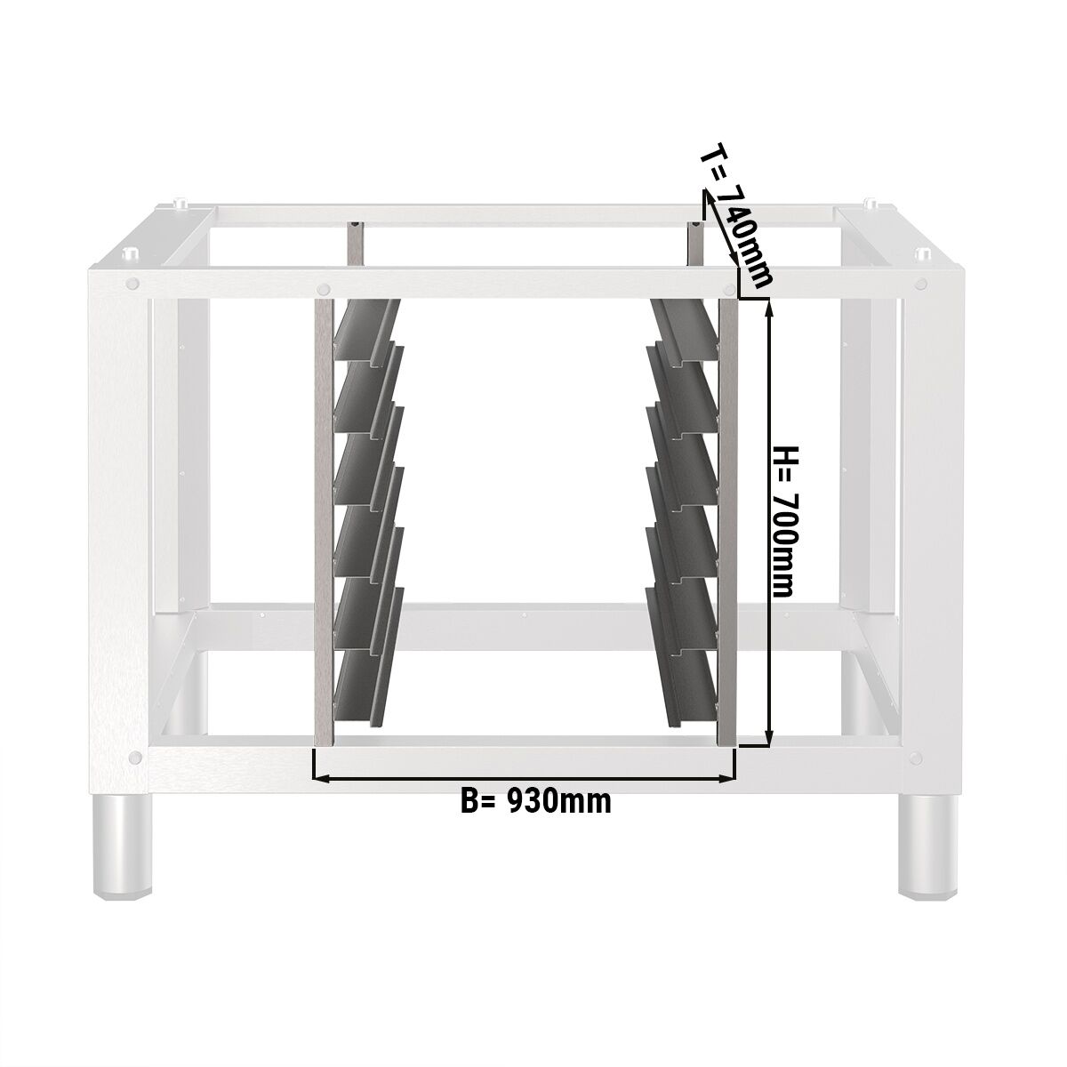 6x GN 1/1 Tray Rack for Base Frame - 930x740x700mm - Stainless Steel - GN 1/1 - for BUV70010