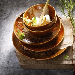 (6 pcs) Dessert Bowl - RUSTIQUE - Stoneware - round - Ø 150mm - Brown