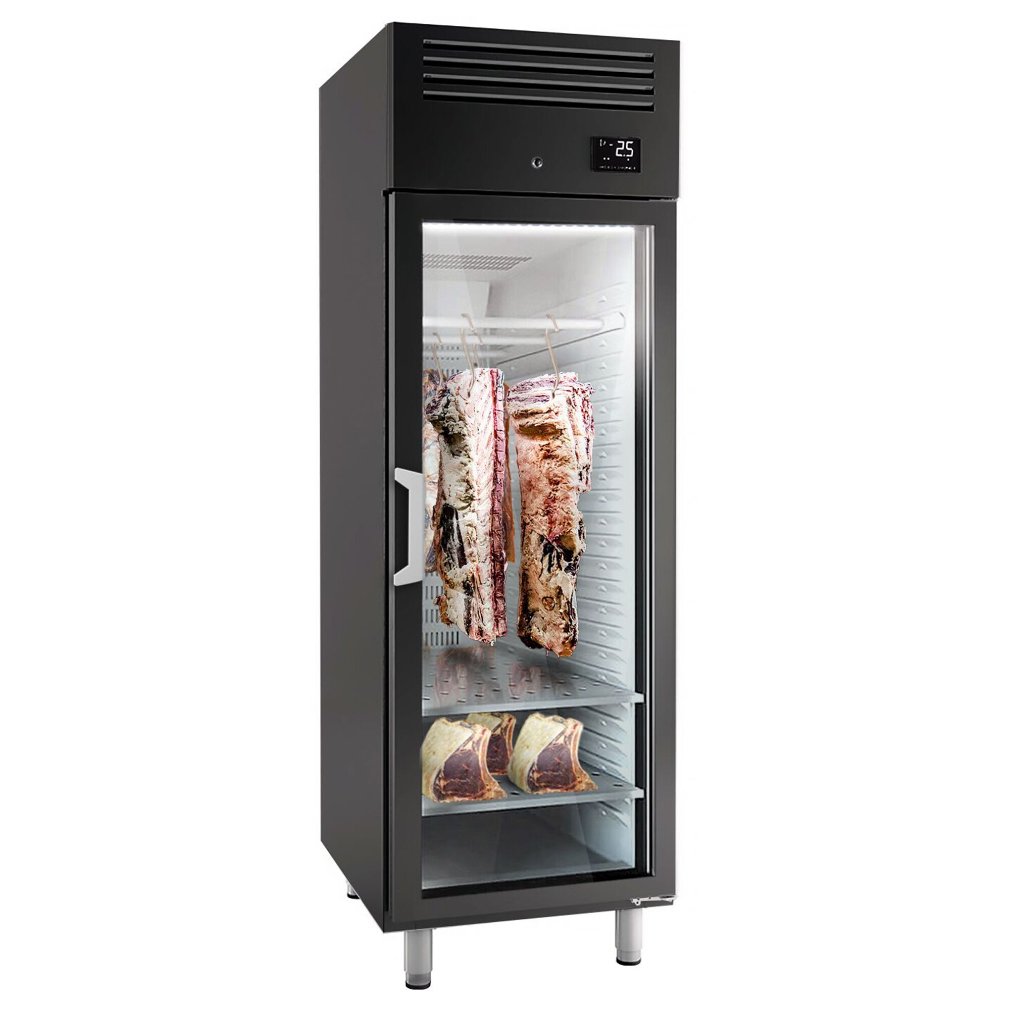 Armoire de maturation de viande Dry Aging - 680 mm - avec 1 porte en verre - noir