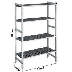 وحدة رفوف ألمنيوم - بداية - 960x1800mm - عمق: 360 mm - 4 رفوف - الحمولة: 900 kg