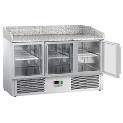 Mesa refrigerada para pizza ECO - 1400x700mm - encimera de granito - con puertas de cristal