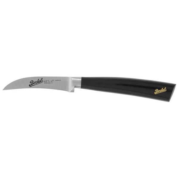 BERKEL | Elegance Peeling/Paring Knife – 7 cm Curved Blade - Gloss Black Resin Handle