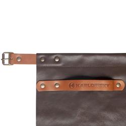 KARLOWSKY | Schort met Leren Voorbinder - Mokka