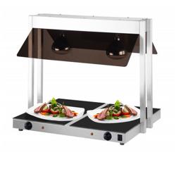 Warmhalteplatte mit Glas-Keramikfeld - 1,07 kW - mit 2 Infrarot-Wärmelampen