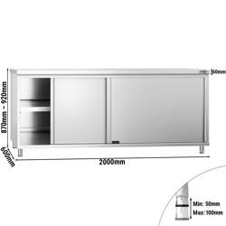 Työkaappi PREMIUM ruostumattomasta teräksestä - 2000x600mm - Liukuovella ilman jalustaa