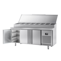 Bakkerij voorbereiding-/ koelwerkbank 3 deuren - Vakmaat EN - Roestvrijstalen opzetstuk 13x 1/4 GN