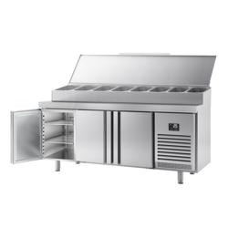 Bakkerskoelwerkbank - 2185x800mm - met 3-deurs - EN 600x400 - opzet 13x GN 1/4 - incl. 3 roosters & 15 rvs rails