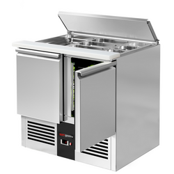 Saladette PREMIUM - 903mm - 2 deuren - met ingang voor 2x GN & 3x GN 1/6 & Roestvrijstalen deksel