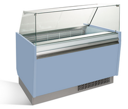 Ice cream counter - Liam - 1310mm - with LED lighting - for 10 + 10 containers - light blue