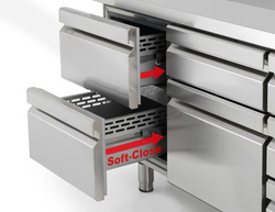 Koelwerkbank Premium PLUS - 1468x600mm - met 4 laden & met achterwand