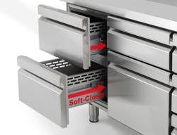 Commercial Counter Fridge PREMIUM PLUS - 1960x700mm - with 1 door - 4 drawers [1/2] - with upstand - capacity 465 litres