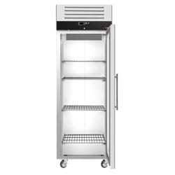 Upright Display Fridge Stainless steel ECO - GN 2/1 - 440L - with 1 glass door - On castors