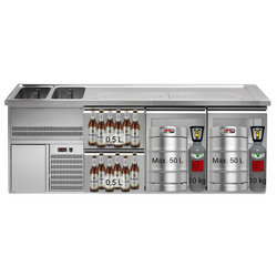 Pivski štand Premium PLUS - 2500x700 mm - 2 staklena vrata & 2 ladice 