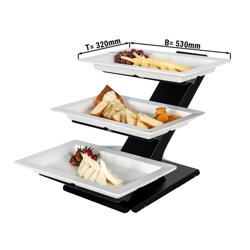 Présentoir / support de buffet - Noir - incl. 3 bols en mélamine 320 x 530 mm