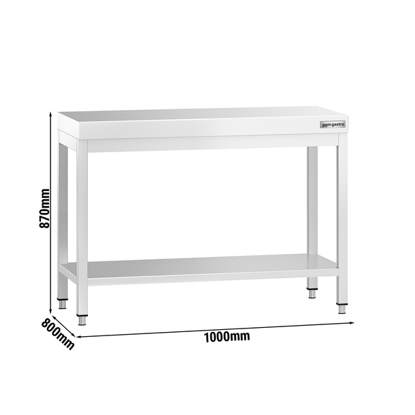 Çalışma Tezgahı - Paslanmaz Çelik - PREMIUM - 1000x800mm - Alt Raflı