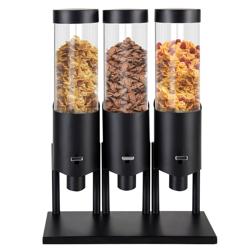 Cornflakesspender - dreifach - Ø 120mm - Schwarz - Hebelausgabe