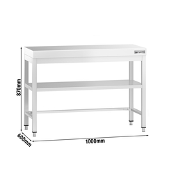Worktable PREMIUM stainless steel - 1000x600mm - with undershelf & bracing