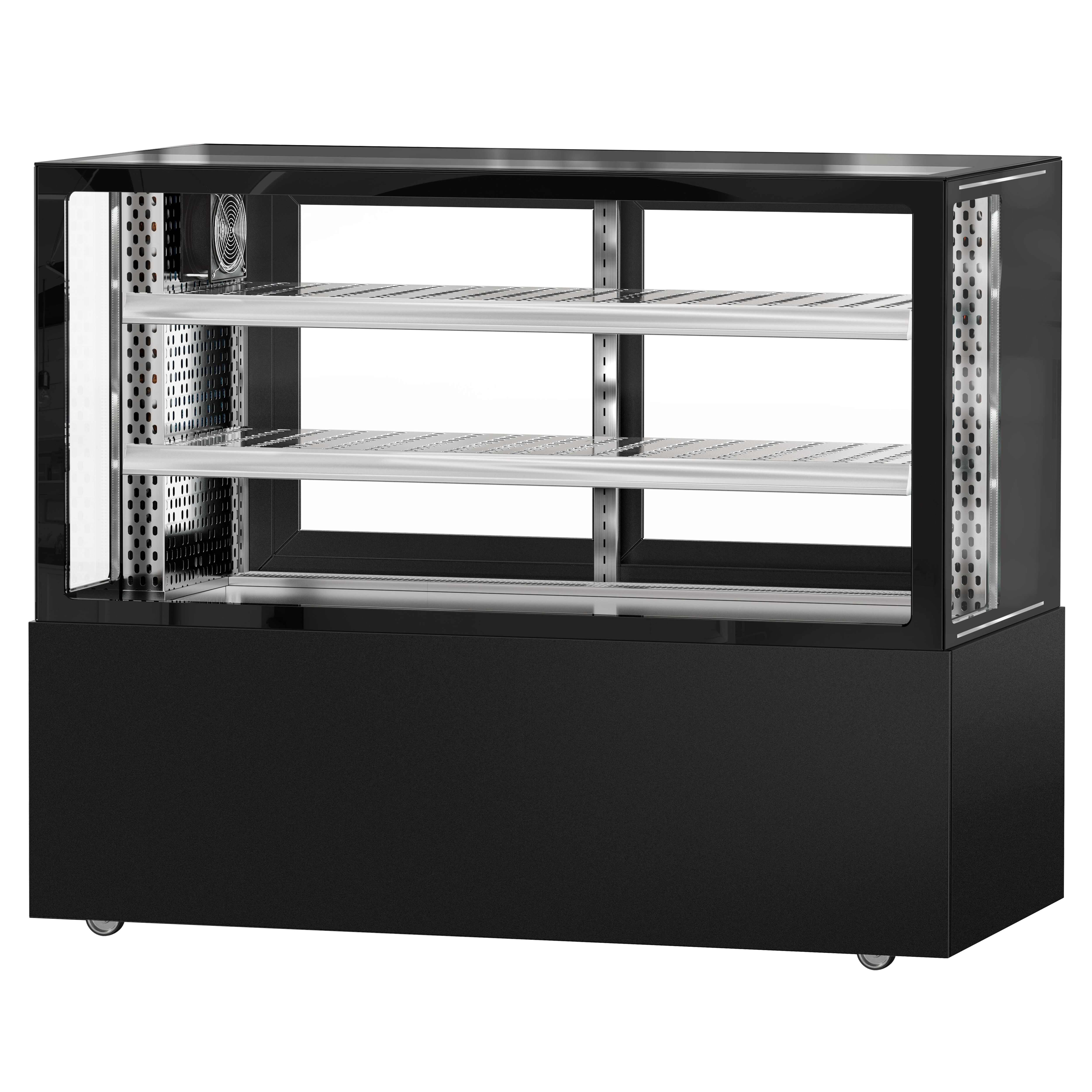 Vitrine de comptoir réfrigérée MADRID - 525L - 1500mm - Double vitrage - avec 2 étagères - portes coulissantes vitrées arrière - Noir mat