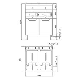 Dubbele gasfriteuse - 10+10 liter - 13,8 kW