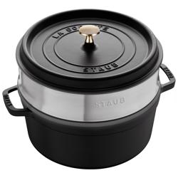 STAUB | LA COCOTTE - Kookpot met stoominzet - Ø 260mm - Gietijzer - Zwart