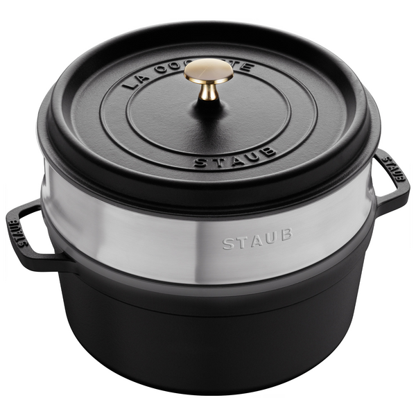 STAUB | LA COCOTTE - Buharlı pişirici uçlu güveç - Ø 240mm - Dökme demir - Siyah