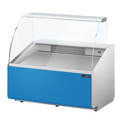 Banco gastronomia professionale - 944x979mm - 200 L - Vetro dritto - Colore grigio scuro - Pannello frontale Hellblau