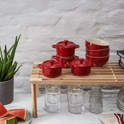 STAUB | CERAMIQUE - طقم طناجر كوكوت - 4 قطع - بقطر 100 مم - سيراميك - أحمر كرزي