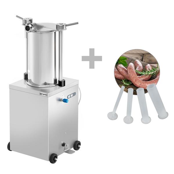 Mașină hidraulic de umplut cârnați - 25 litri - 560 wați - oțel inoxidabil - incl. 4 accesorii pentru umplut cârnați