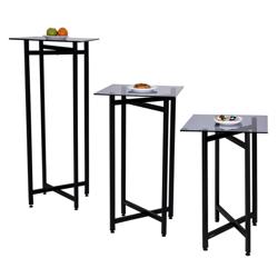 (3 piese) Set de mese laterale/cafea - înălțime pliabilă - 70, 90 și 120 cm