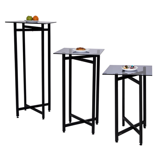 (3 piese) Set de mese laterale/cafea - înălțime pliabilă - 70, 90 și 120 cm