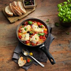 BALLARINI | Bologna Granitium Non-Stick Braising Pan + Glass Lid – Ø 28 cm - Induction - Bimetal Base - Thermopoint Handle