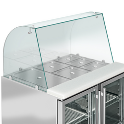 Saladette PREMIUM - 900mm - 2 glazen deuren - met hoge glazen opzetstuk voor 2x GN 1/1 & 3x GN 1/6