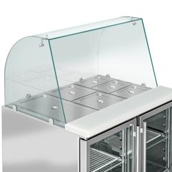 Saladette PREMIUM - 900mm - 2 glazen deuren - met opzetkoelvitrine voor 2x GN 1/1 & 3x GN 1/6