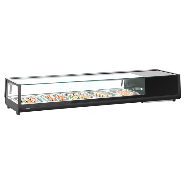 Vitrină frigorifică pentru sushi - 5x 1/2 GN - Negru