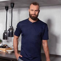 (6 peças) Karlowsky - Camisa de trabalho masculina de manga curta Performance - Marinho - Tamanho: M