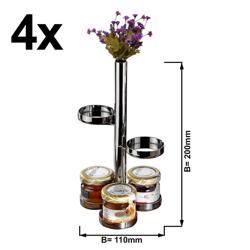 (4 stuks) Etagère - RVS - rond - Ø110mm - 5-laags - Hoogte: 200mm