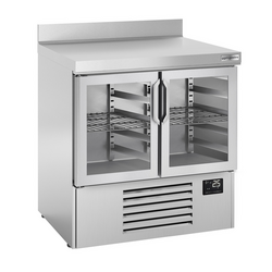 Koelwerkbank Premium PLUS - 978x700mm - met 2 glazen deuren & achterwand