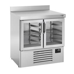 Tavolo refrigerato PREMIUM PLUS - 978x700mm - Statica - 230 L - con 2 porte in vetro - Alzatina