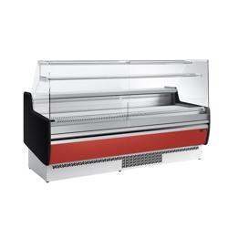 Banco gastronomia professionale - 1935x953mm - Ventilata - 213 L - Vetro dritto - Pannello frontale Rosso RAL 3003 - con 1 ripiani