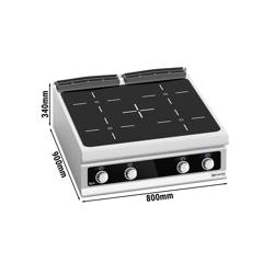 Cucina in vetroceramica professionale - Paolo 900 - 800x900x340mm - 16,0 kW - 4 piastre - da banco - Bflex Digital
