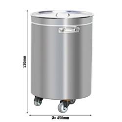 Pattumiera PREMIUM - 75 litri - 450x450x520mm - con coperchio basculante, maniglie, 2 ruote, chiusura soft-close, tenuta stagna - Acciaio inox