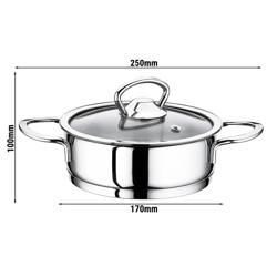 	Mini cratiță cu capac - oțel inoxidabil - 1 litru - Ø 160 mm - înălțime: 50 mm