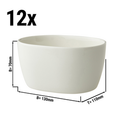 (12 stuks) LUX - Kom Maastricht - ovaal - 10 cl - 130x100mm - Ivoor
